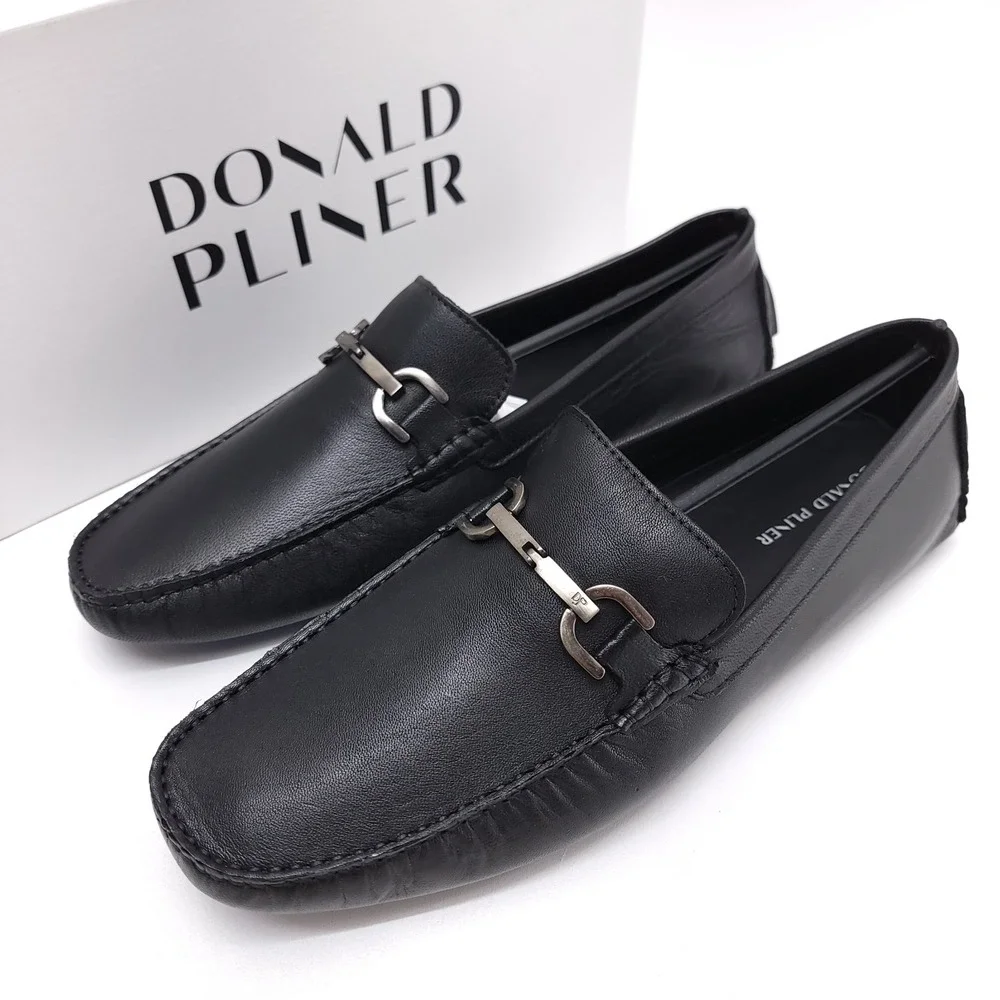 NEW Donald Pliner Victor GW Size 13 M Leather‎ Black Driving Shoes Moccasins